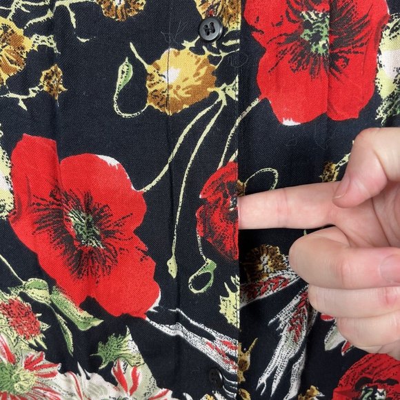 Way To Go Women Top & Shorts Set Large Floral Black Rayon Button Front India - Picture 7 of 10